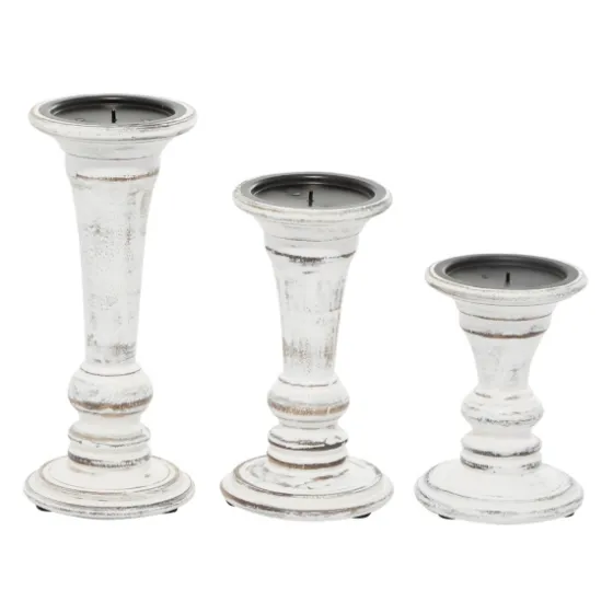 White Brushstroke 3-Pc. Pillar Candle Holder Set-Kirkland's Home Fashion