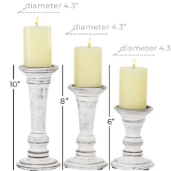 White Brushstroke 3-Pc. Pillar Candle Holder Set-Kirkland's Home Fashion