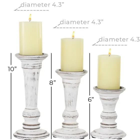 White Brushstroke 3-Pc. Pillar Candle Holder Set-Kirkland's Home Fashion