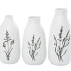 White Ceramic Botanical Print Vases, Set Of 3-Kirkland's Home Sale