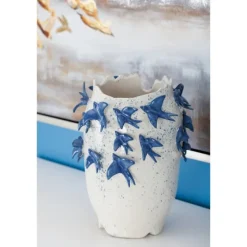 White Ceramic Coastal Vase, 12 In.-Kirkland's Home Cheap