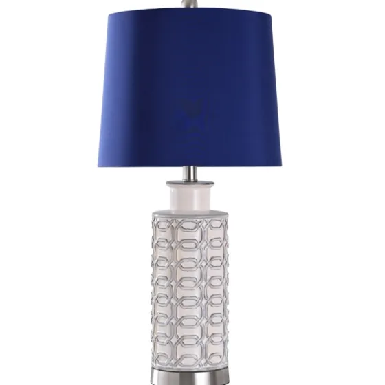 White Ceramic Geometric Table Lamp With Shade-Kirkland's Home Cheap