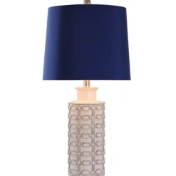 White Ceramic Geometric Table Lamp With Shade-Kirkland's Home Cheap