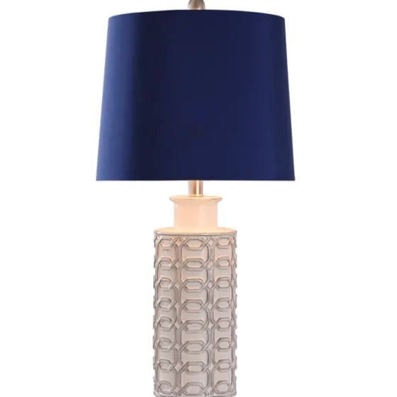 White Ceramic Geometric Table Lamp With Shade-Kirkland's Home Cheap