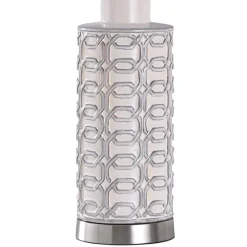 White Ceramic Geometric Table Lamp With Shade-Kirkland's Home Cheap