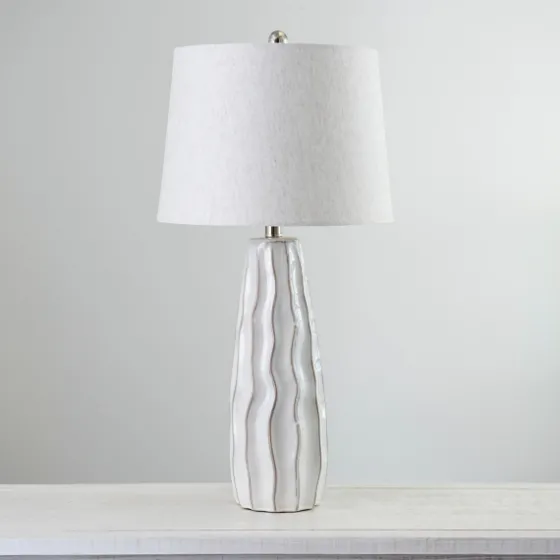 White Ceramic Waves Table Lamp-Kirkland's Home Fashion