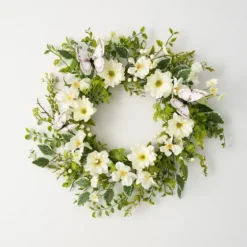 White Dahlia Butterfly Wreath-Kirkland's Home Online