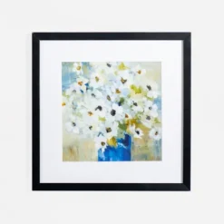 White Daisies In Blue Vase Framed Art Print-Kirkland's Home Outlet