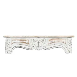 White Distressed Carved Wood Acanthus Wall Shelf-Kirkland's Home Outlet