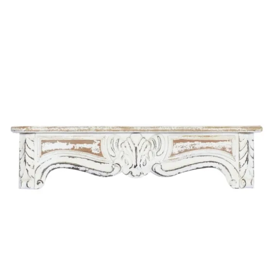 White Distressed Carved Wood Acanthus Wall Shelf-Kirkland's Home Outlet