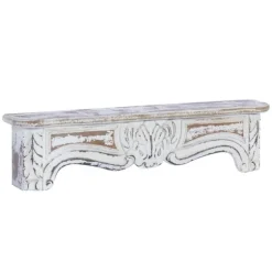 White Distressed Carved Wood Acanthus Wall Shelf-Kirkland's Home Outlet