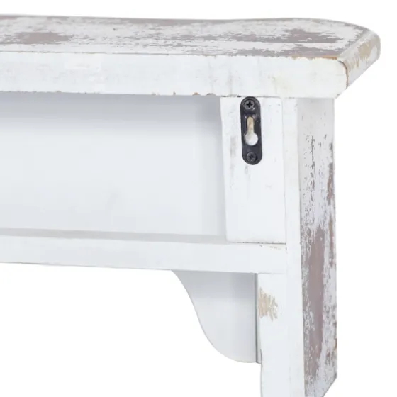 White Distressed Carved Wood Acanthus Wall Shelf-Kirkland's Home Outlet