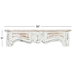 White Distressed Carved Wood Acanthus Wall Shelf-Kirkland's Home Outlet