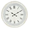 White Distressed Wood Round Beaded Wall Clock-Kirkland's Home Fashion
