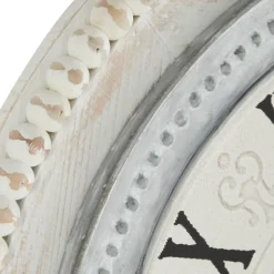 White Distressed Wood Round Beaded Wall Clock-Kirkland's Home Fashion
