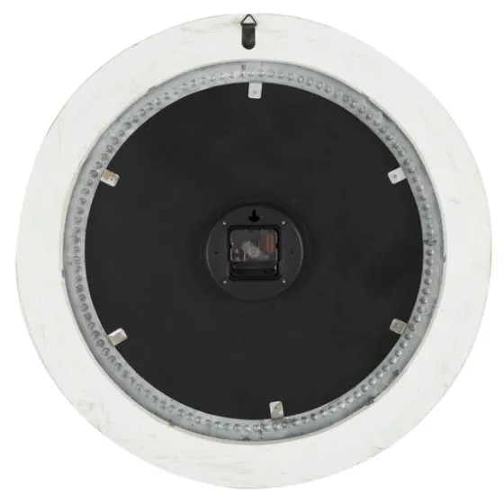 White Distressed Wood Round Beaded Wall Clock-Kirkland's Home Fashion
