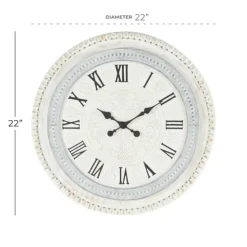 White Distressed Wood Round Beaded Wall Clock-Kirkland's Home Fashion