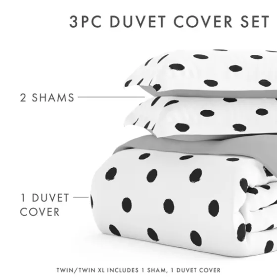 White Dotted Reversible 2-Pc. Twin Duvet Cover Set-Kirkland's Home Clearance