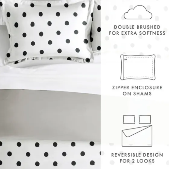 White Dotted Reversible 2-Pc. Twin Duvet Cover Set-Kirkland's Home Clearance