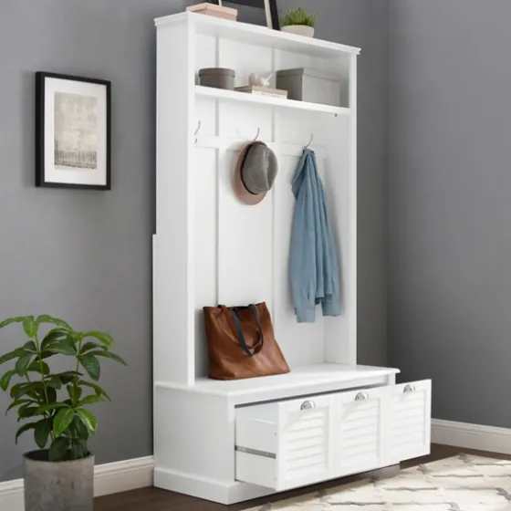 White Ellison Hall Tree With Storage Bench-Kirkland's Home Outlet