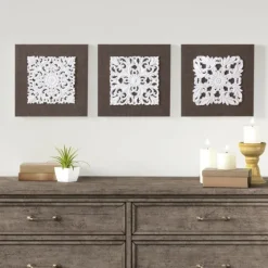 White Embellished Trinity Wall Plaques, Set Of 3-Kirkland's Home Cheap