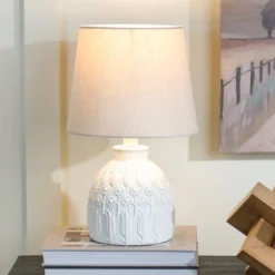 White Embossed Flowers Table Lamp-Kirkland's Home Sale