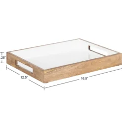White Enameled Rectangle Mango Wood Tray-Kirkland's Home Sale