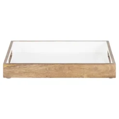 White Enameled Rectangle Mango Wood Tray-Kirkland's Home Sale