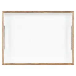 White Enameled Rectangle Mango Wood Tray-Kirkland's Home Sale