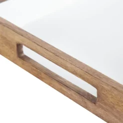 White Enameled Rectangle Mango Wood Tray-Kirkland's Home Sale