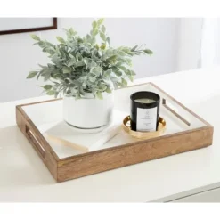 White Enameled Rectangle Mango Wood Tray-Kirkland's Home Sale