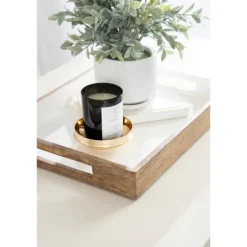 White Enameled Rectangle Mango Wood Tray-Kirkland's Home Sale