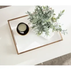 White Enameled Rectangle Mango Wood Tray-Kirkland's Home Sale