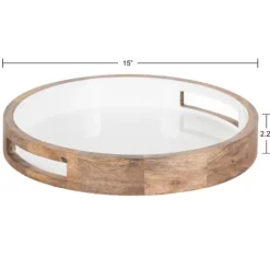 White Enameled Round Mango Wood Tray-Kirkland's Home Clearance