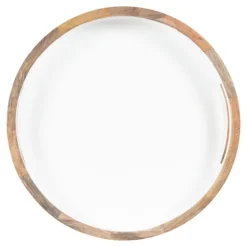 White Enameled Round Mango Wood Tray-Kirkland's Home Clearance