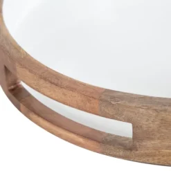 White Enameled Round Mango Wood Tray-Kirkland's Home Clearance