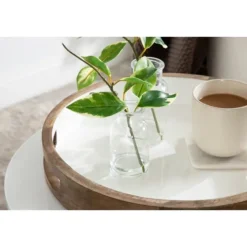 White Enameled Round Mango Wood Tray-Kirkland's Home Clearance