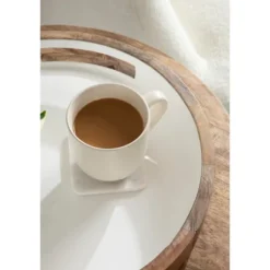 White Enameled Round Mango Wood Tray-Kirkland's Home Clearance