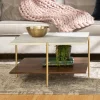 White Faux Marble And Brown Wood Coffee Table-Kirkland's Home Sale