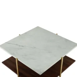White Faux Marble And Brown Wood Coffee Table-Kirkland's Home Sale