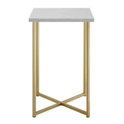 White Faux Marble And Gold X-Base Accent Table-Kirkland's Home Flash Sale