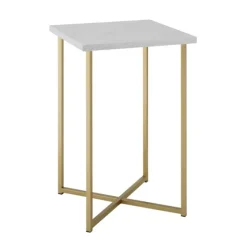 White Faux Marble And Gold X-Base Accent Table-Kirkland's Home Flash Sale
