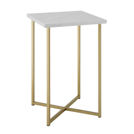 White Faux Marble And Gold X-Base Accent Table-Kirkland's Home Flash Sale