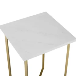 White Faux Marble And Gold X-Base Accent Table-Kirkland's Home Flash Sale