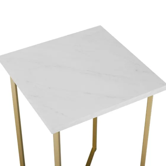 White Faux Marble And Gold X-Base Accent Table-Kirkland's Home Flash Sale