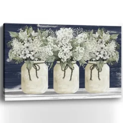 White Floral Trio Giclee Canvas Art Print-Kirkland's Home Hot