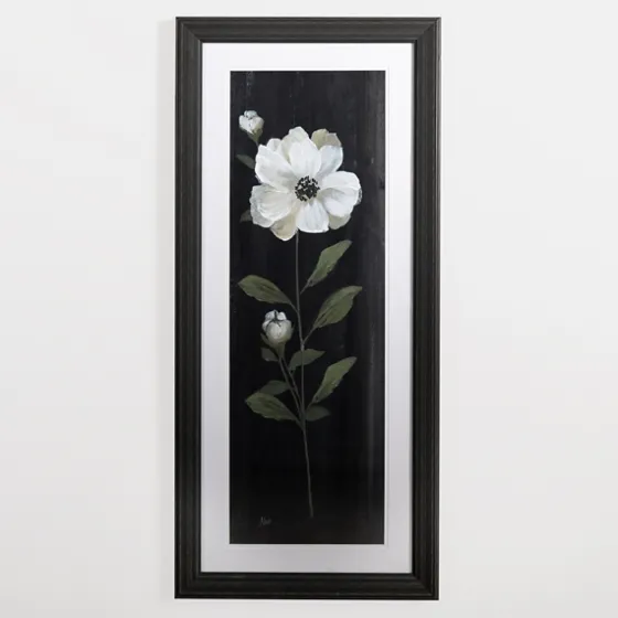 White Flower On Black I Framed Art Print-Kirkland's Home Discount