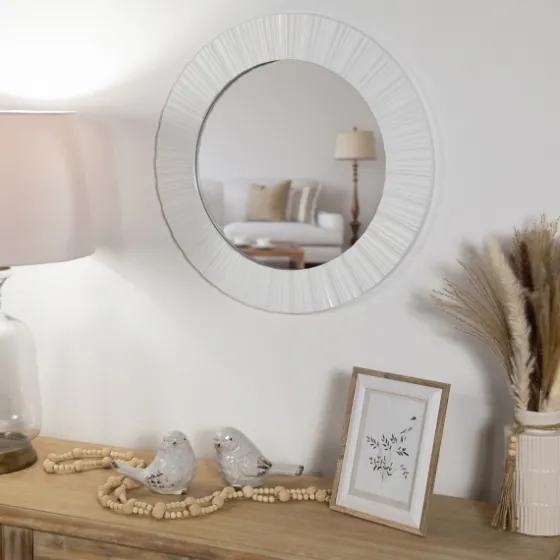 White Fluted Contemporary Wall Mirror-Kirkland's Home Hot