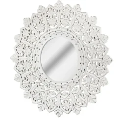 White Handcarved Mandala Circle Wall Mirror-Kirkland's Home Shop