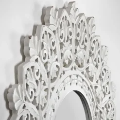 White Handcarved Mandala Circle Wall Mirror-Kirkland's Home Shop